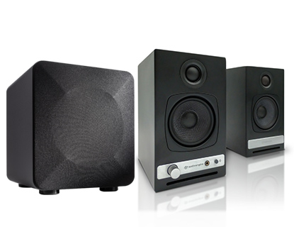 Get $179 off on Audioengine HD3 Home Music System w/Bluetooth aptX-HD (Black, White, Walnut) + S6 Powered Subwoofer (Gray).